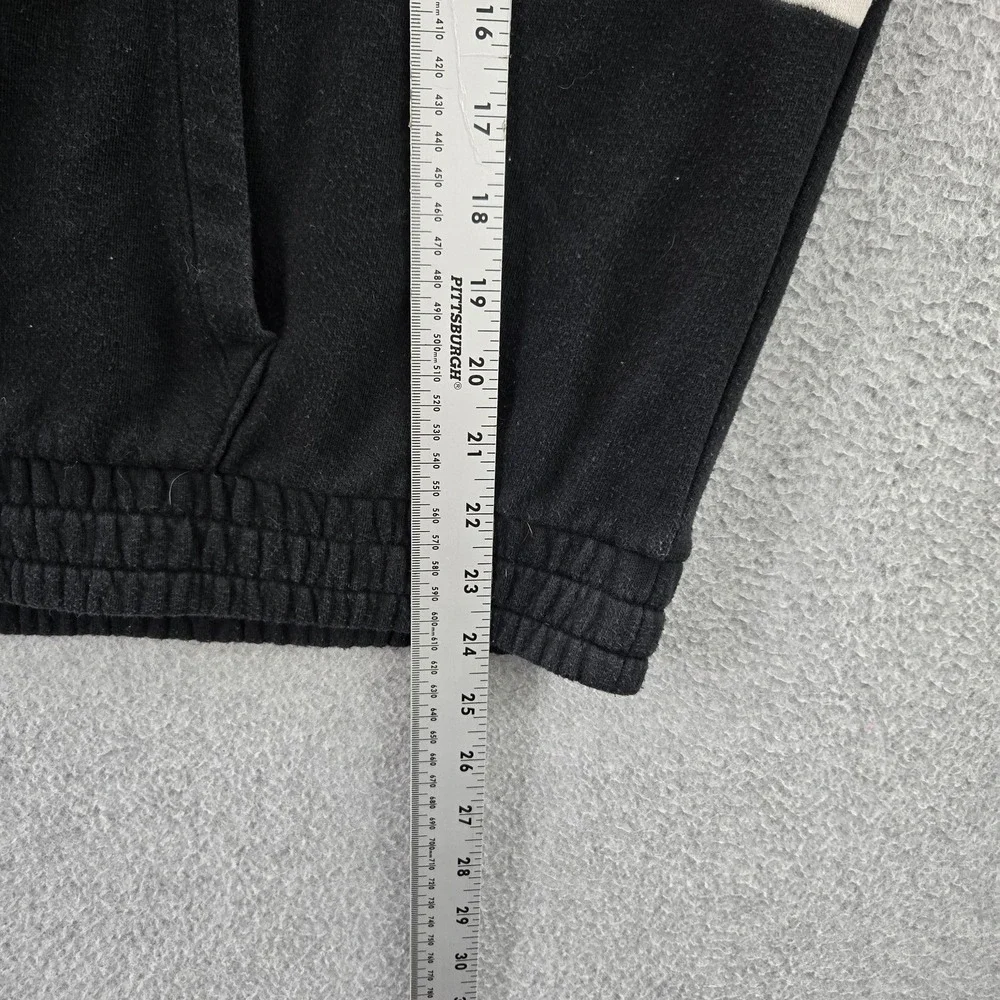 PINK Victoria's Secret Women‎ Hoodie L Black Cropped Colorblock Logo Long Sleeve